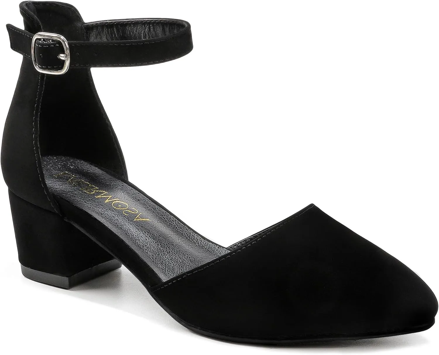 Little Girls Sandals Closed Toe High Heels Formal Dress Shoes Ankle Strap Pointed Toe Heeled for Little Big Kids in Wedding Party Block Chunky Pump Shoes