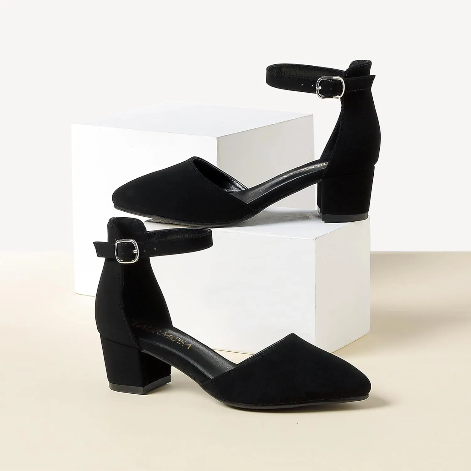 Little Girls Sandals Closed Toe High Heels Formal Dress Shoes Ankle Strap Pointed Toe Heeled for Little Big Kids in Wedding Party Block Chunky Pump Shoes