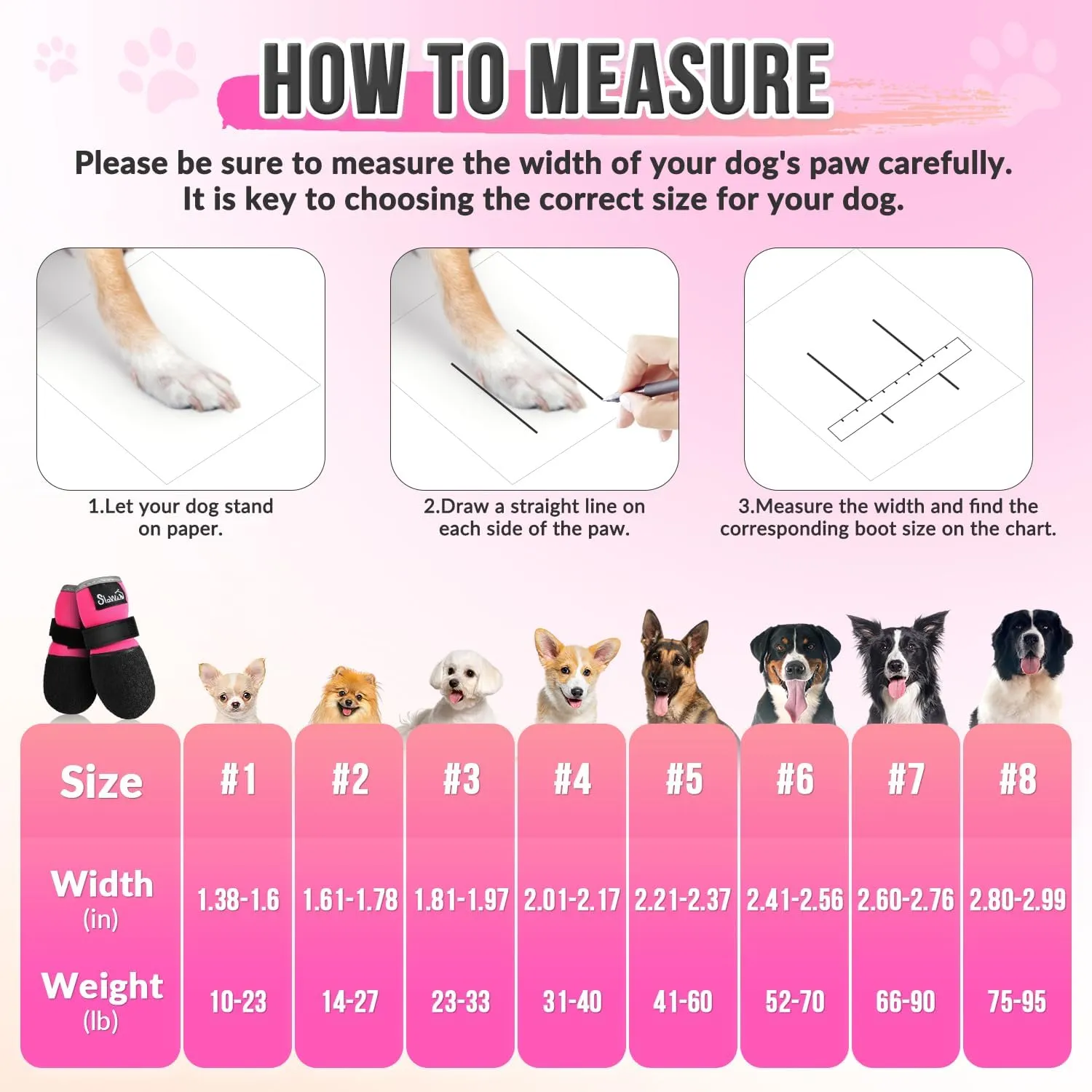 Lukovee Dog Shoes – Breathable Dog Sock Shoes for Hardwood Floor Snow Hot Pavement, Waterproof Non-Slip Soles Booties with Reflective Strip for Small Medium Large Dogs (Size 5, Fuchsia)