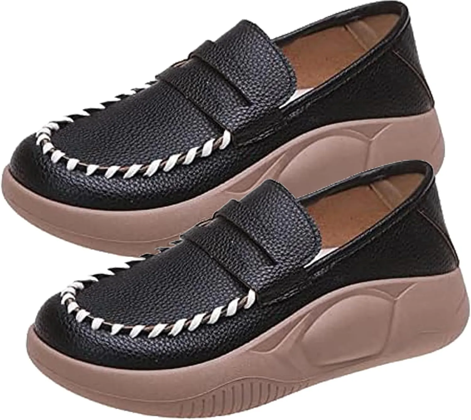 Lurebest Shoes for Women,Soft Soled Pure Cowhide Corrective Loafers for Women,Women's Thick Soled Platform Sports Shoes