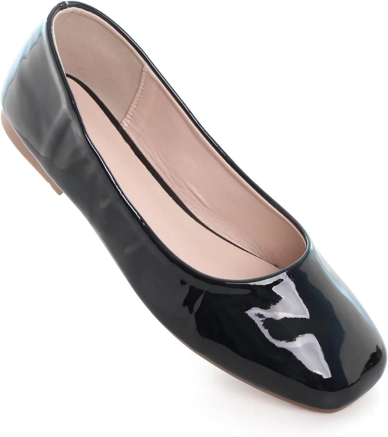 LUXINYU Flats for Women Classic Pointed Toe Slip-On Ballet Flats Soft Pu Leather Dress Shoes Comfortable Loafers Lightweight