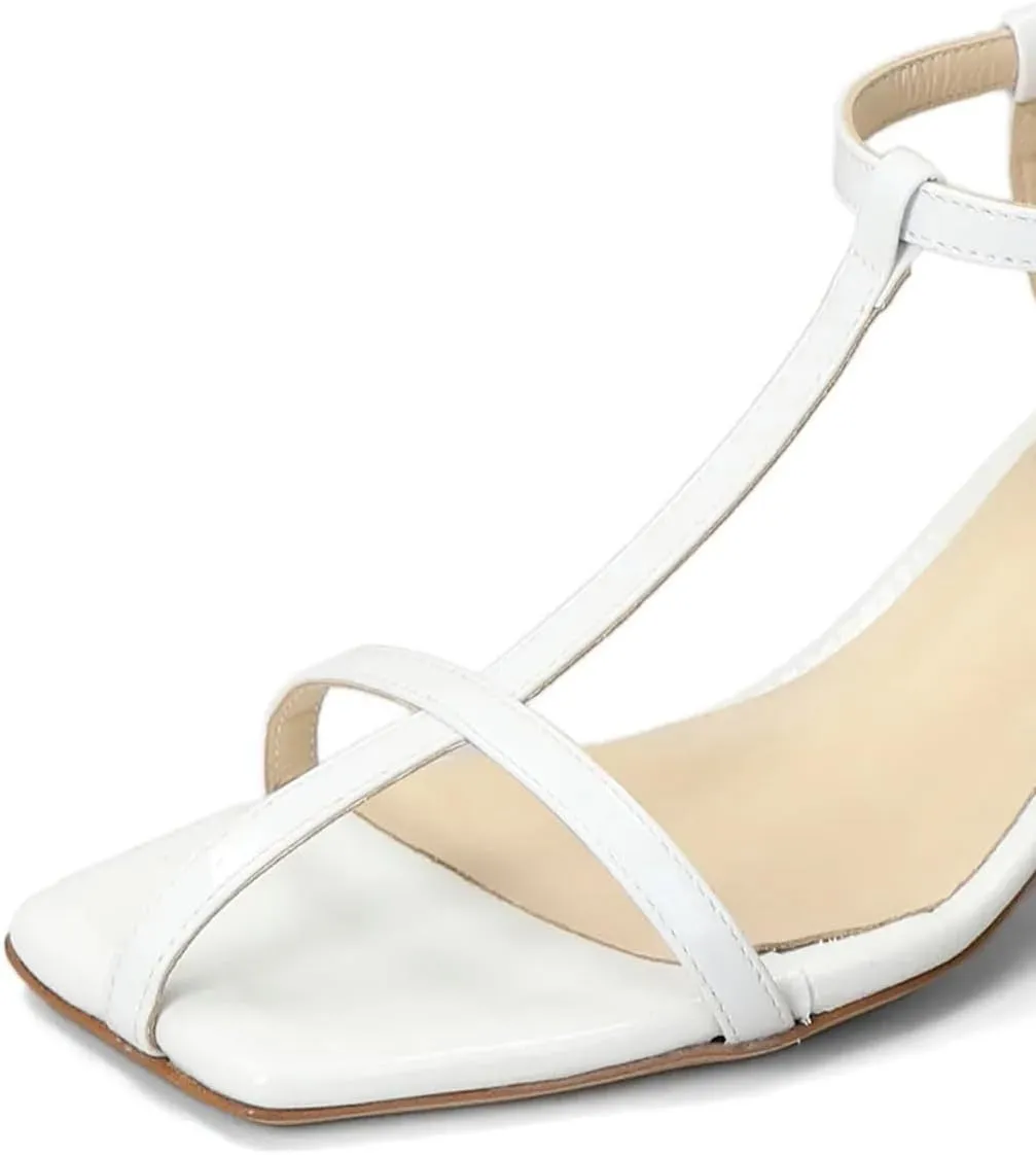 Maiyang Women Open Square Toe T-Strap Sandals Adjustable Buckle Low Kitten Heels Fashion Summer Casual Shoes Size 4-16 US