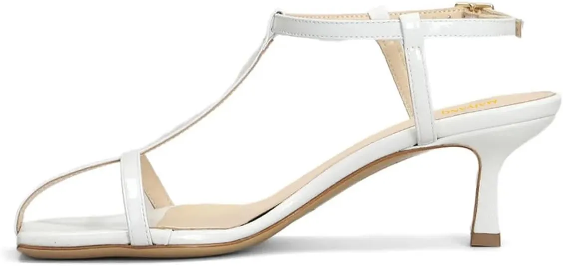 Maiyang Women Open Square Toe T-Strap Sandals Adjustable Buckle Low Kitten Heels Fashion Summer Casual Shoes Size 4-16 US