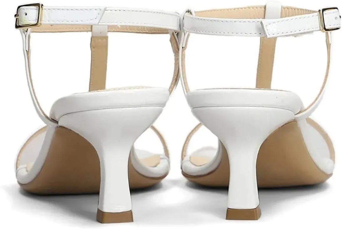 Maiyang Women Open Square Toe T-Strap Sandals Adjustable Buckle Low Kitten Heels Fashion Summer Casual Shoes Size 4-16 US