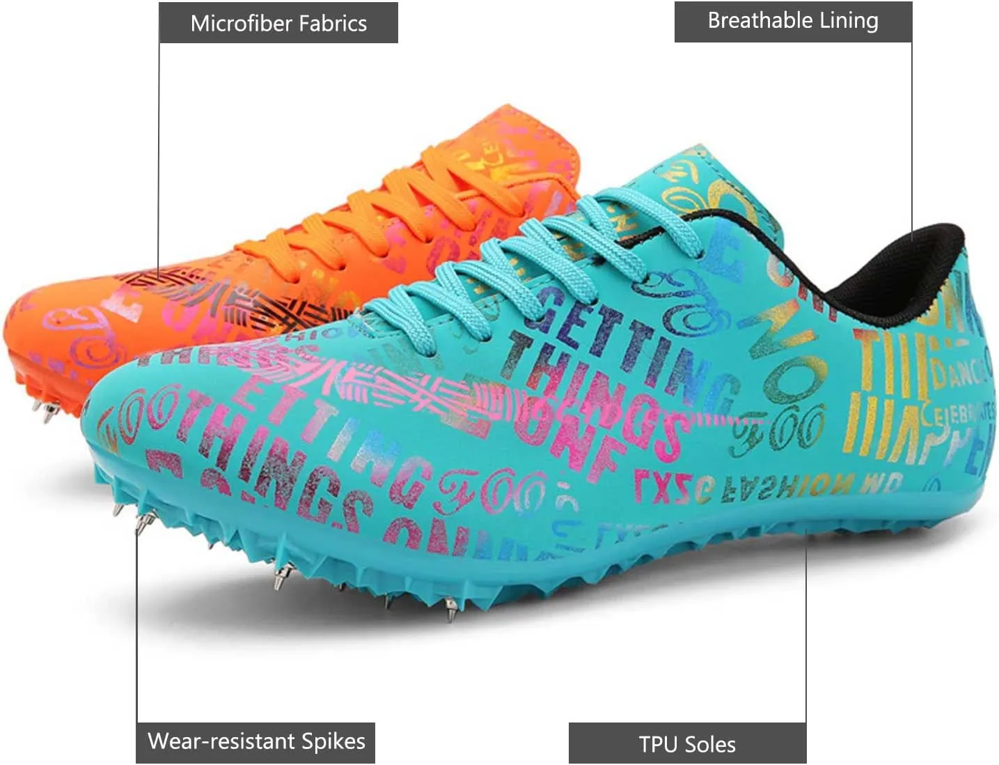 Maylrvjv Men's Track and Field Shoes Breathable Comfortable Track Spikes Racing Jumping Sprint Running Sneakers