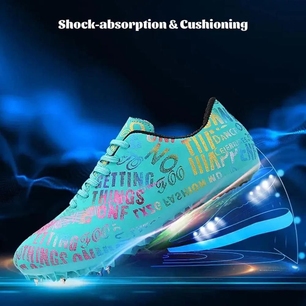 Maylrvjv Men's Track and Field Shoes Breathable Comfortable Track Spikes Racing Jumping Sprint Running Sneakers