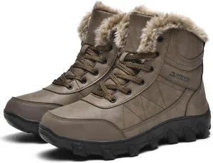 MEBAMY Men's Snow Boots Lightweight Black Hiking Winter Boots Fur Lined Anti-slip Cold Weather Shoes Furry Outdoor Snow Boot