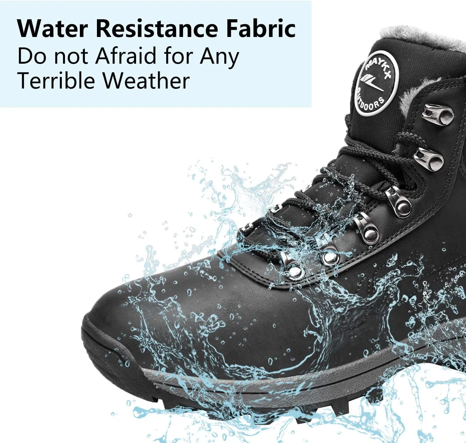 MEHOTO Men Women Warm Snow Boots, Soft Warm Sole Fur Lined Waterproof Anti Klip Winter Ankle Hiking Climping Walking Booties