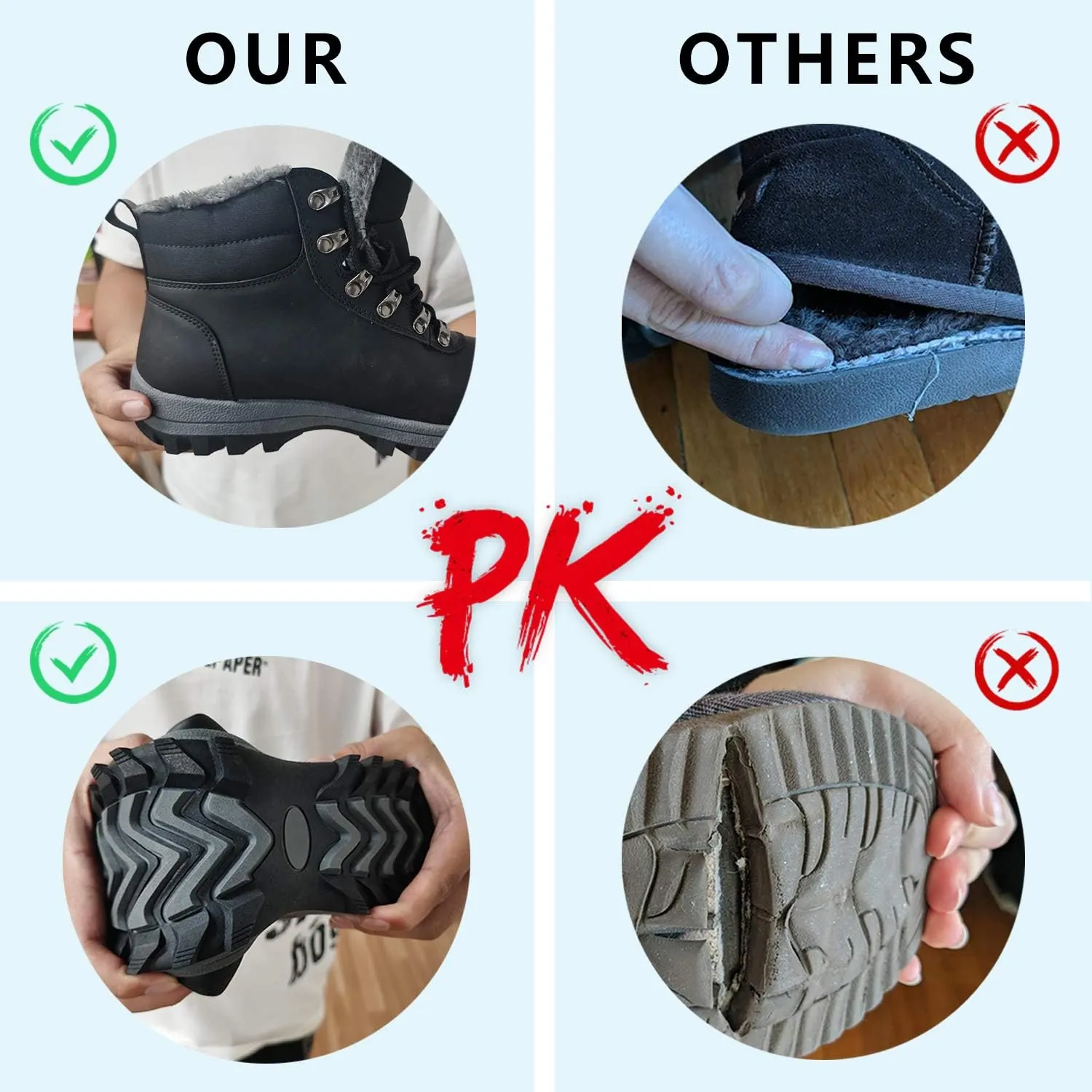 MEHOTO Men Women Warm Snow Boots, Soft Warm Sole Fur Lined Waterproof Anti Klip Winter Ankle Hiking Climping Walking Booties