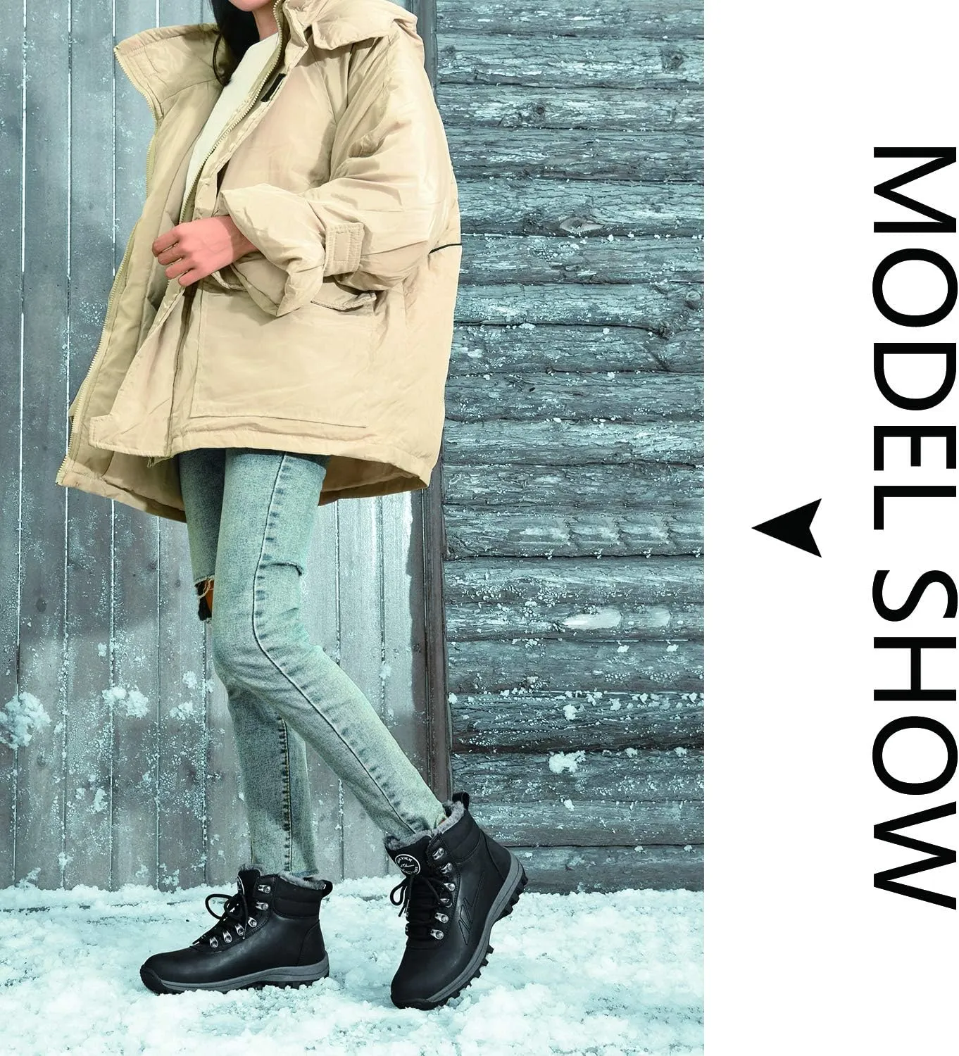 MEHOTO Men Women Warm Snow Boots, Soft Warm Sole Fur Lined Waterproof Anti Klip Winter Ankle Hiking Climping Walking Booties