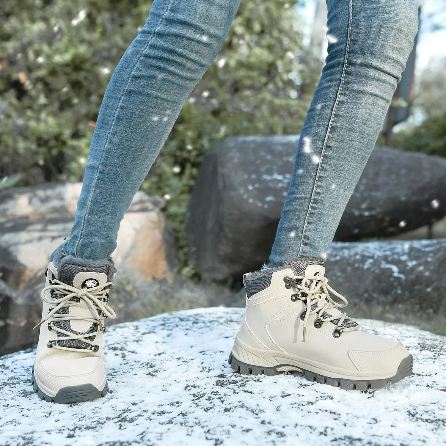 MEHOTO Men Women Warm Snow Boots, Soft Warm Sole Fur Lined Waterproof Anti Klip Winter Ankle Hiking Climping Walking Booties
