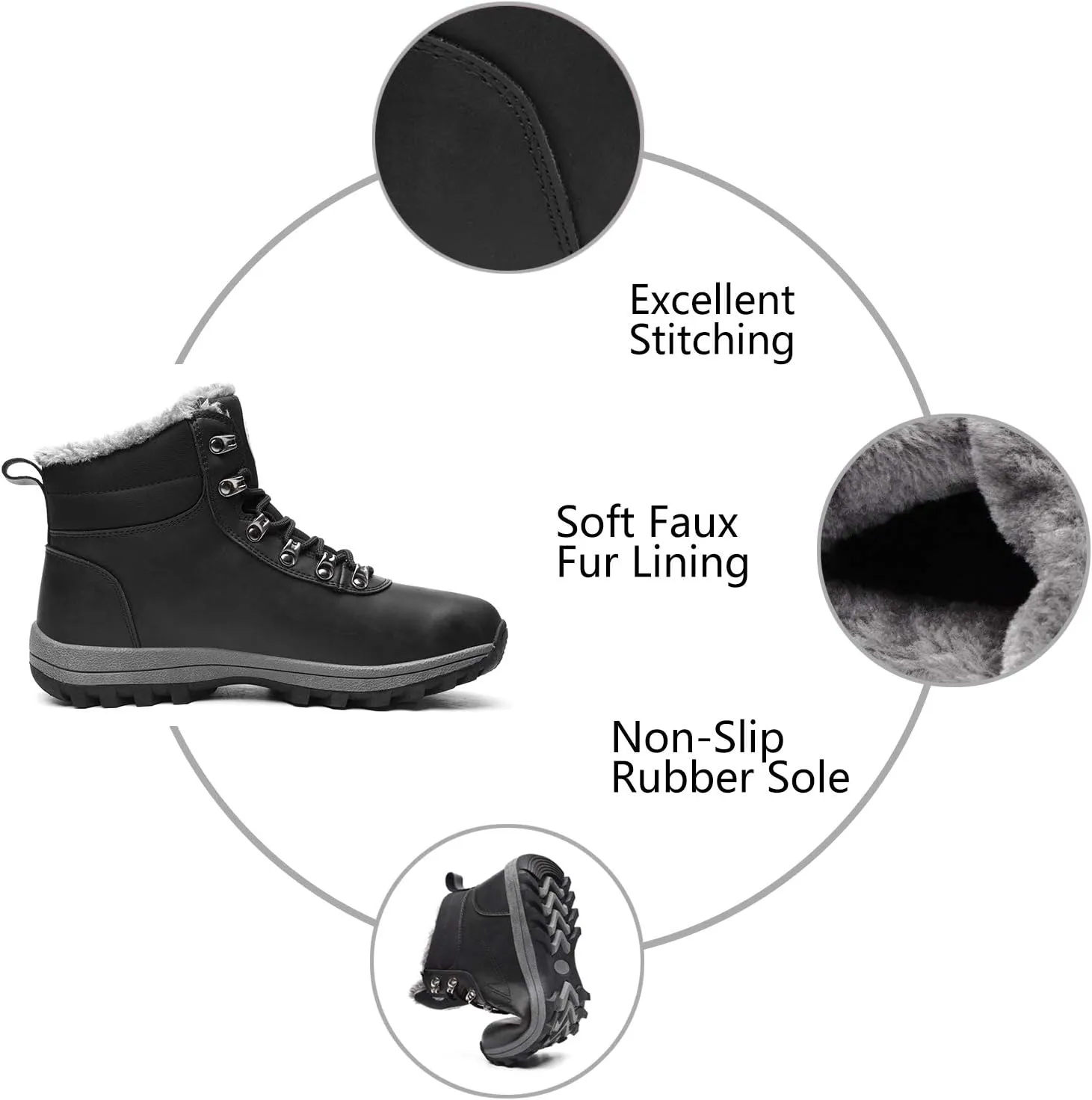 MEHOTO Men Women Warm Snow Boots, Soft Warm Sole Fur Lined Waterproof Anti Klip Winter Ankle Hiking Climping Walking Booties