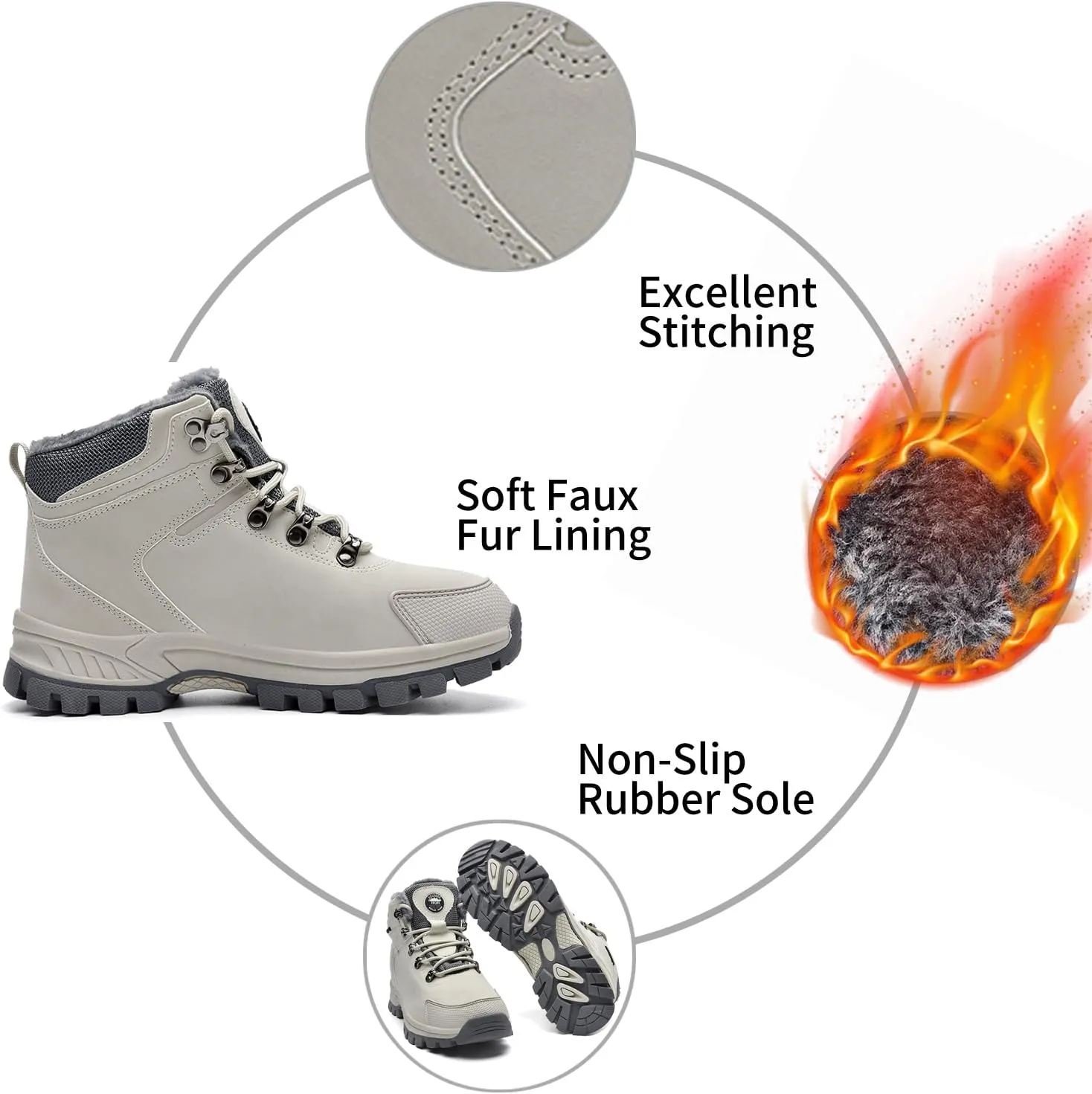 MEHOTO Men Women Warm Snow Boots, Soft Warm Sole Fur Lined Waterproof Anti Klip Winter Ankle Hiking Climping Walking Booties