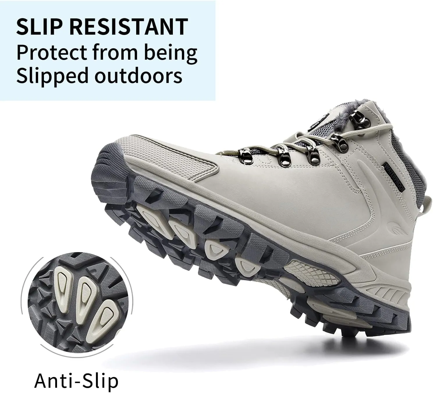 MEHOTO Men Women Warm Snow Boots, Soft Warm Sole Fur Lined Waterproof Anti Klip Winter Ankle Hiking Climping Walking Booties