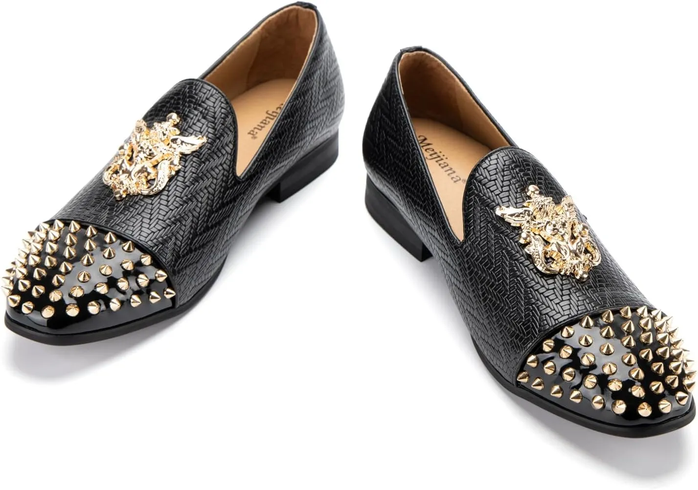 Meijiana Mens Velvet Loafers Dress Shoes with Metal Embellishments Party Luxury Loafer Shoes