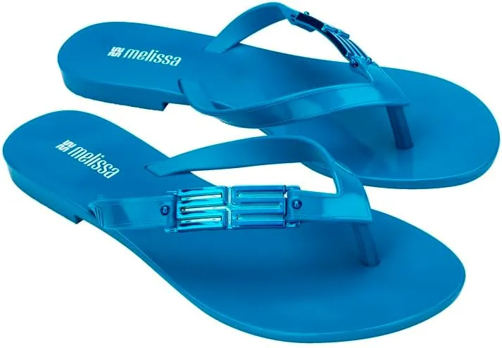 Melissa Harmonic M Chic Flip-Flops - Metallic Detail - Elegant Melflex Design - Comfortable Thong Sandals for Women - Summer Sandals for Fashion-Forward Style