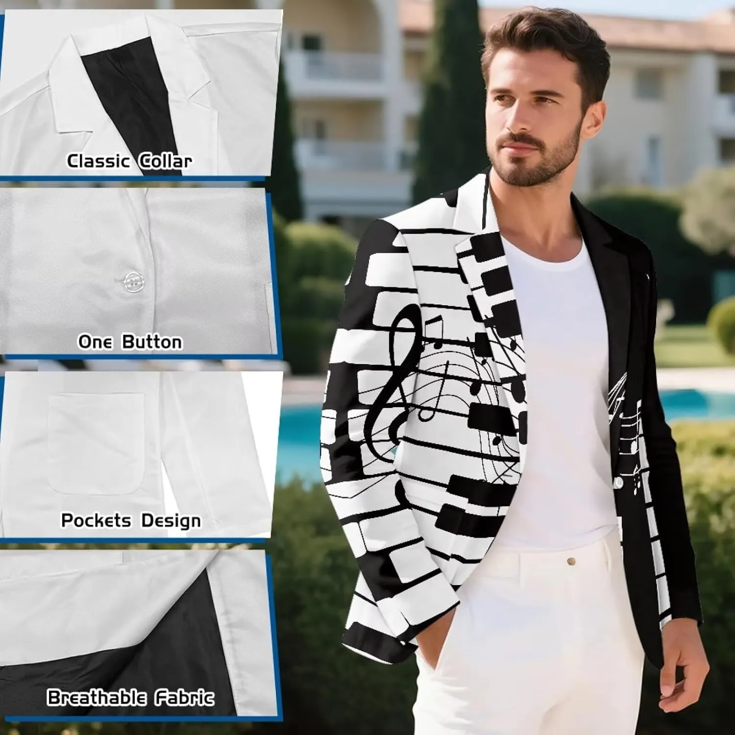 Mens Blazers Suit Jacket for Business One Button Slim Fit Suit Jackts Lightweight Casual Sport Coat S-5XL