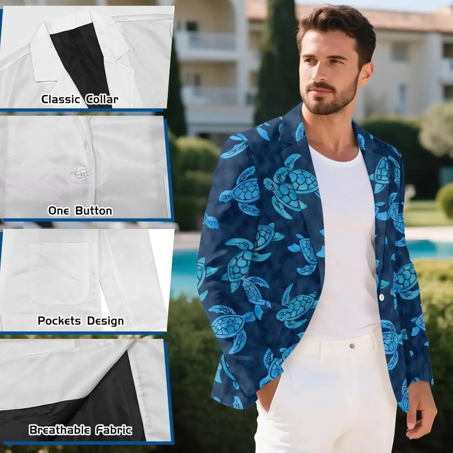 Mens Blazers Suit Jacket for Business One Button Slim Fit Suit Jackts Lightweight Casual Sport Coat S-5XL