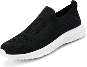 Men's Breathable Knit Walking Tennis Gym Slip On Laceless Sneakers