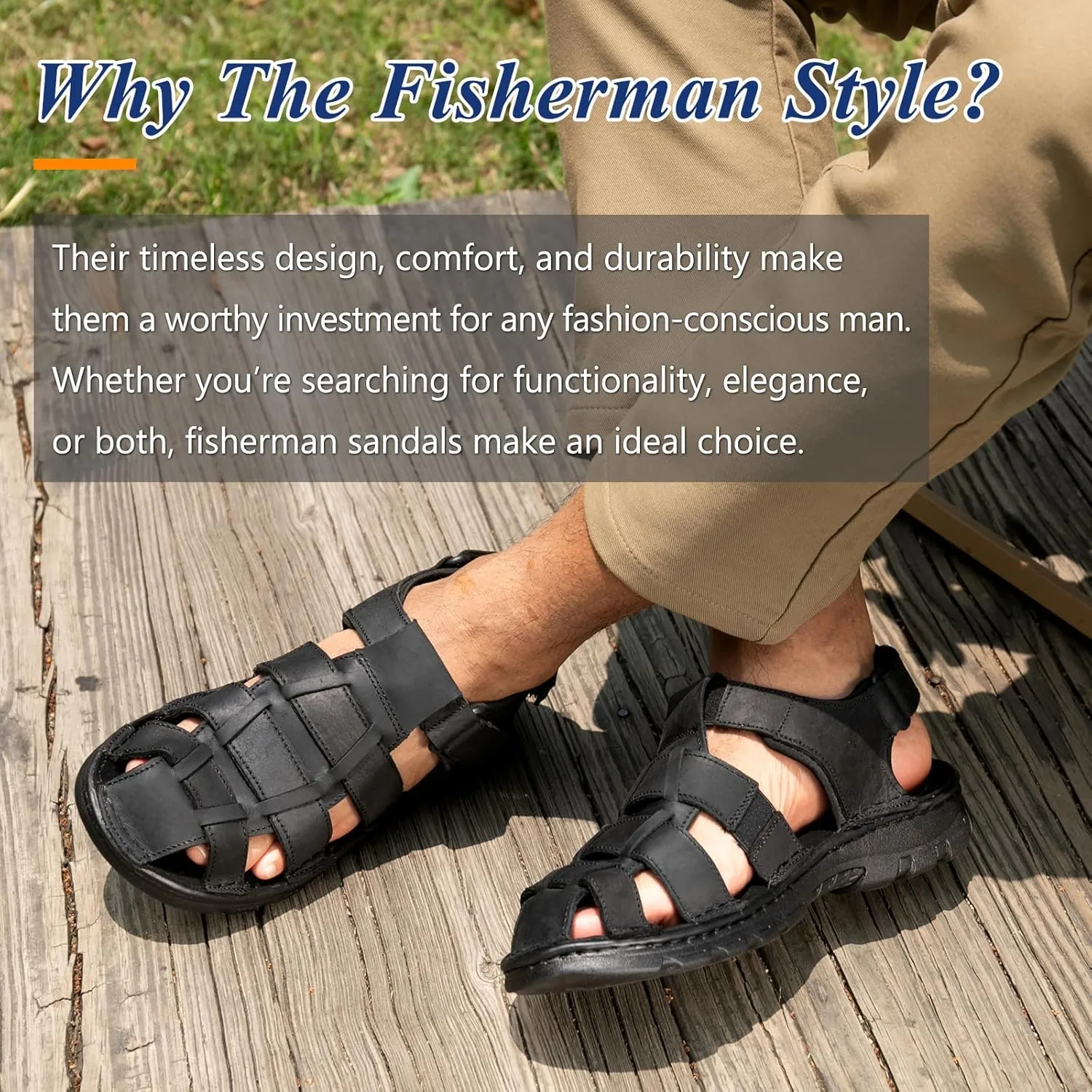 Mens Fisherman Leather Closed Toe Sandals Walking Dress Casual Sandalias Whith Memory Foam Summer Outdoor Athletic Adjustable Comfortable