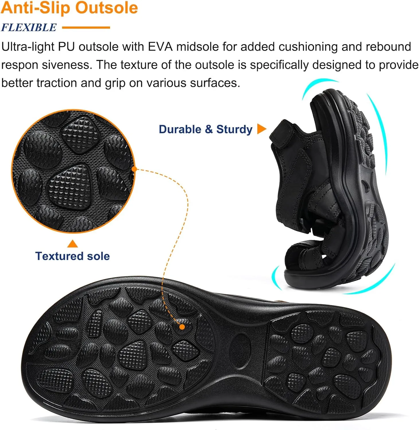 Mens Fisherman Leather Closed Toe Sandals Walking Dress Casual Sandalias Whith Memory Foam Summer Outdoor Athletic Adjustable Comfortable