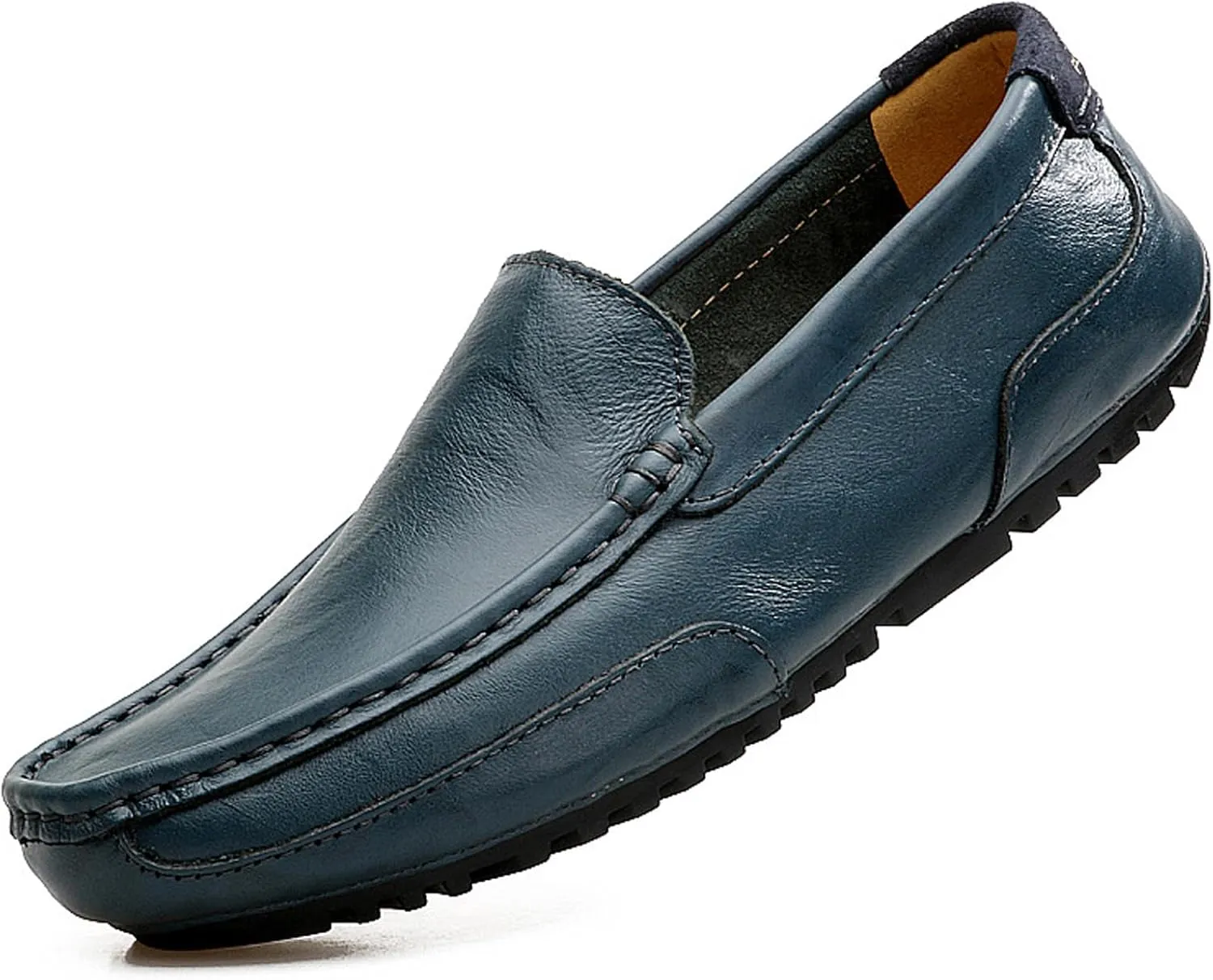 Men's Genuine Leather Square Toe Casual Slip On Loafers,Lightweight Comfortable Flat Moccasin Boat Shoes Casual Fashion Walking Driving Shoes