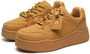 Men's Hiphop Chunky Fashion Sneaker - Lace Up Street Style Low Top Thick Sole Casual Comfortable Walking (Brown,7)