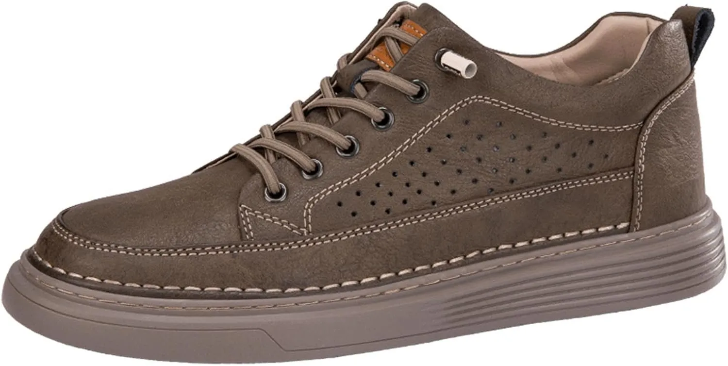 Men's Invisible Height Increasing Shoes Elevator Sneakers Breathable Lace Up Oxford Shoes Hidden Heel Lifting Shoes 2" Taller