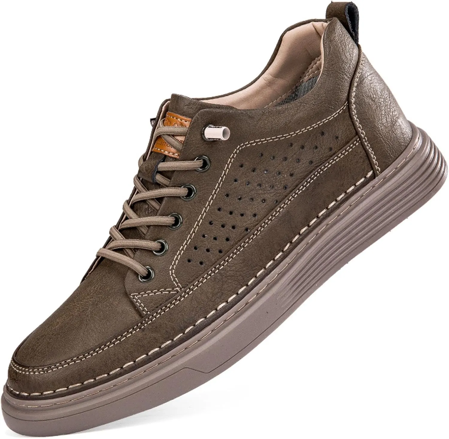 Men's Invisible Height Increasing Shoes Elevator Sneakers Breathable Lace Up Oxford Shoes Hidden Heel Lifting Shoes 2" Taller