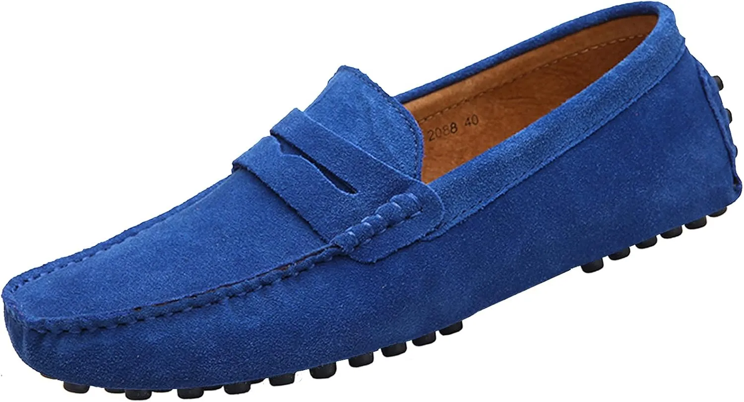 Men's Penny Loafers Moccasin Suede Leather Slip On Casual Dress Driving Shoes