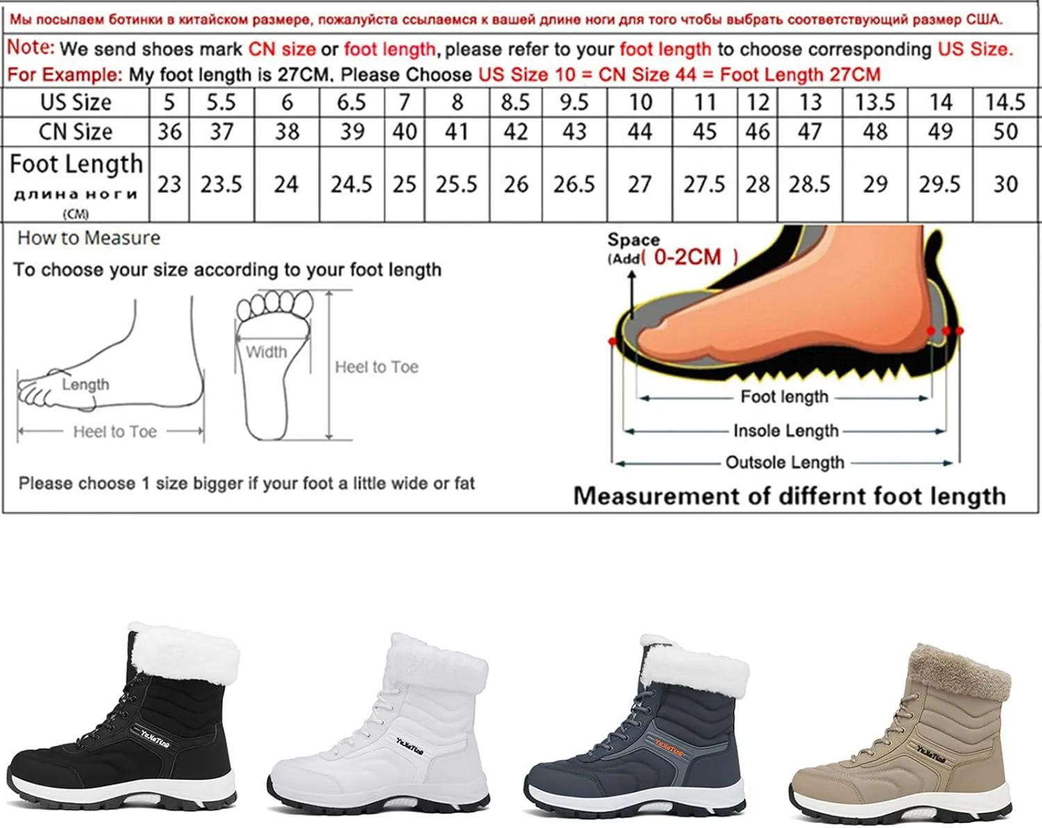 Men's Pu Waterproof Fur Lined Snow Boots Winter Warm Lace-Up Non-Slip Outdoor Warm Boots Suitable for Work Walking Hiking