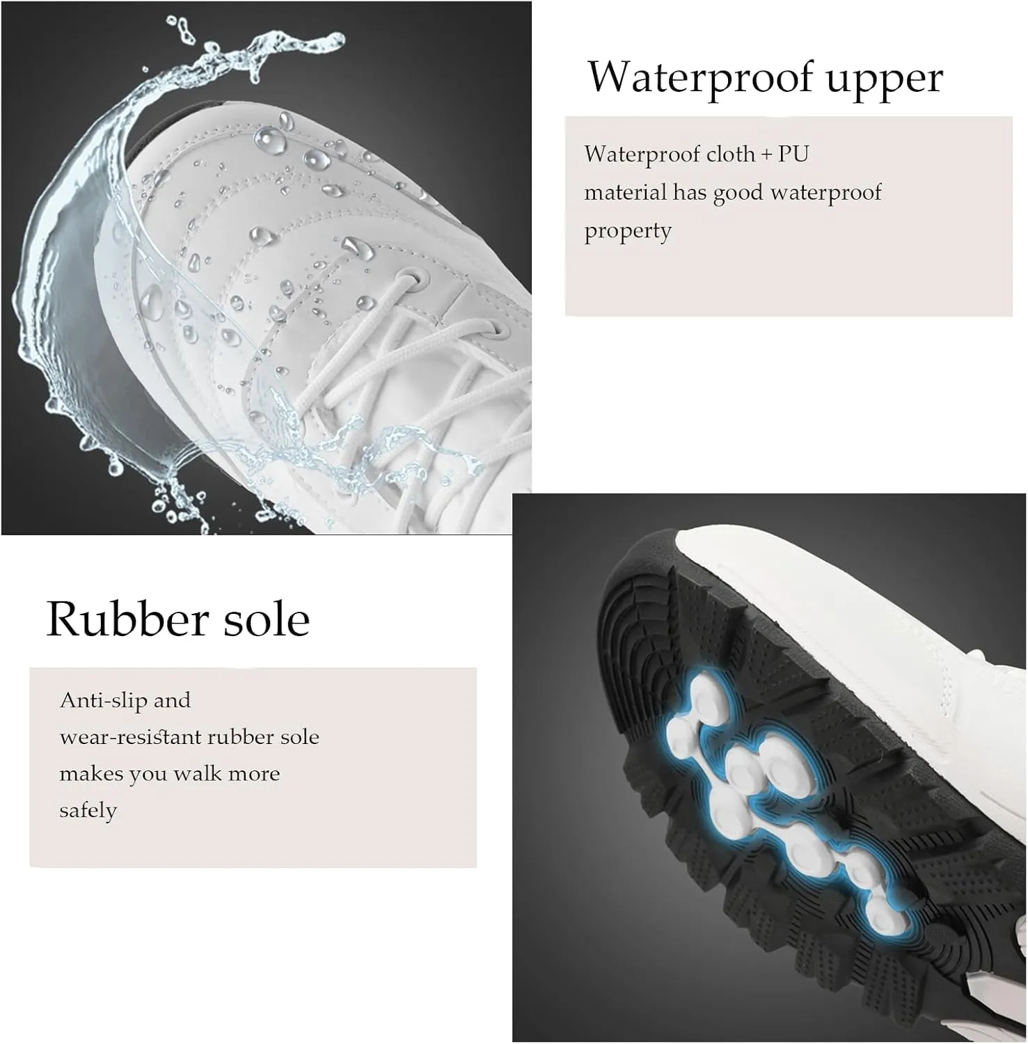 Men's Pu Waterproof Fur Lined Snow Boots Winter Warm Lace-Up Non-Slip Outdoor Warm Boots Suitable for Work Walking Hiking