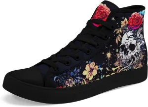 Men's Skull Canvas High Top Shoes Classic Fashion High Top Sneakers Unisex Casual Lace Up Tennis Shoes