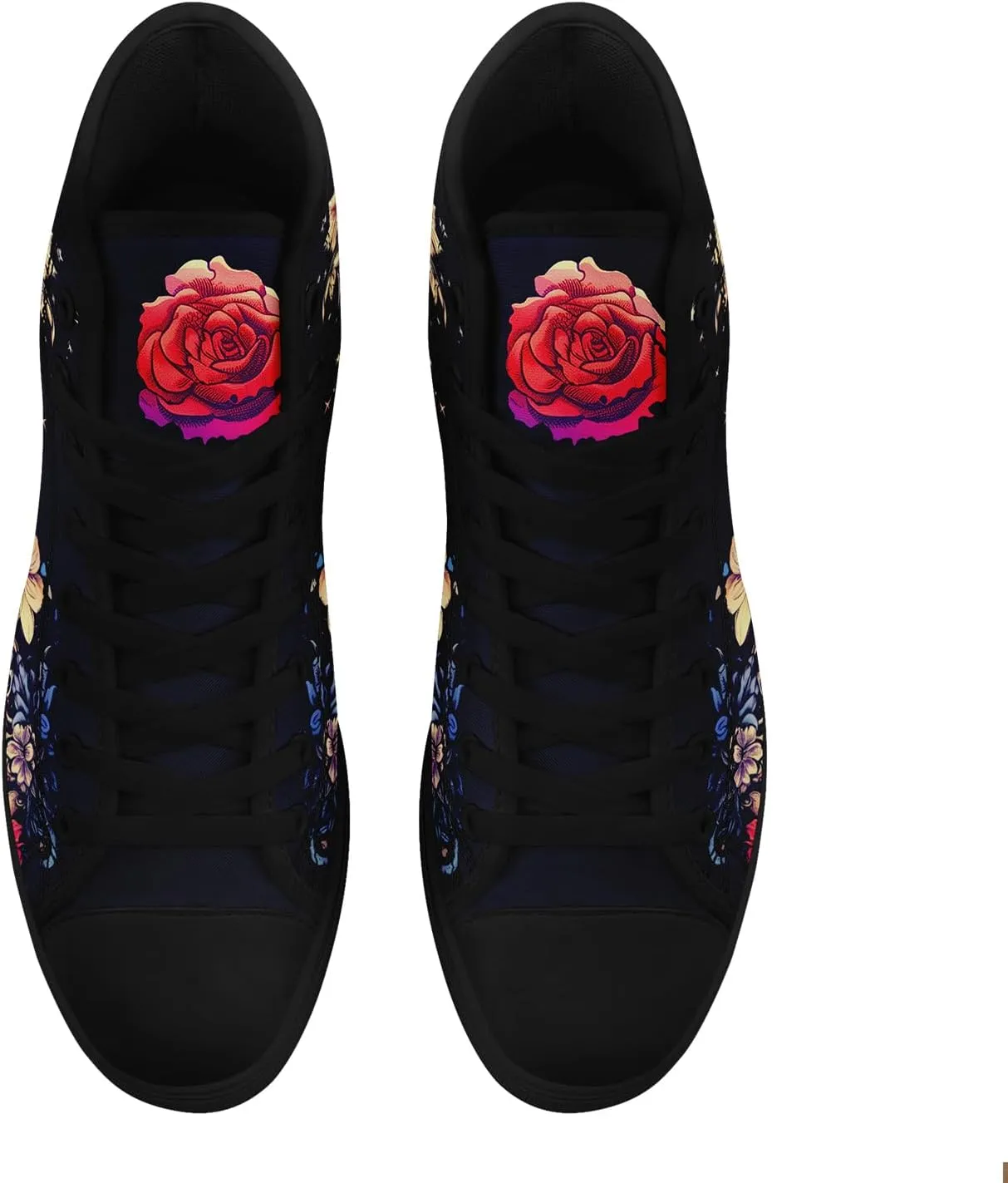 Men's Skull Canvas High Top Shoes Classic Fashion High Top Sneakers Unisex Casual Lace Up Tennis Shoes