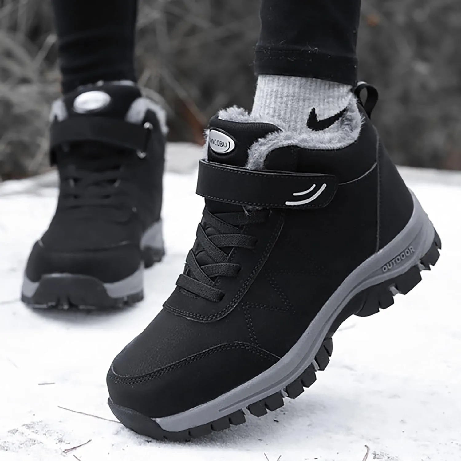 Men's Snow Boots Warm Furry Lined Footwear Waterproof Outdoor Lightweight Winter Boots Non-Slip Cold Weather Shoes Hiking Boot Trekking Boots