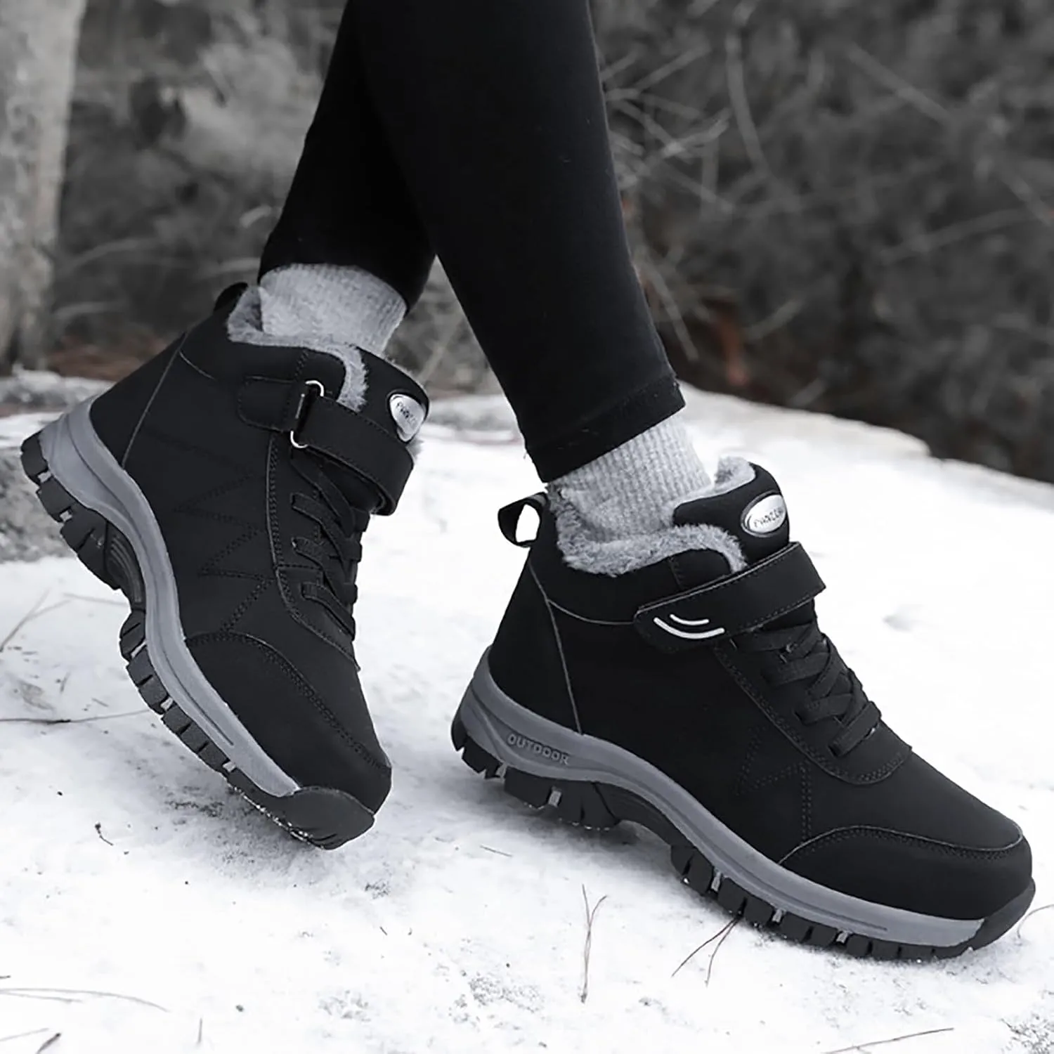 Men's Snow Boots Warm Furry Lined Footwear Waterproof Outdoor Lightweight Winter Boots Non-Slip Cold Weather Shoes Hiking Boot Trekking Boots