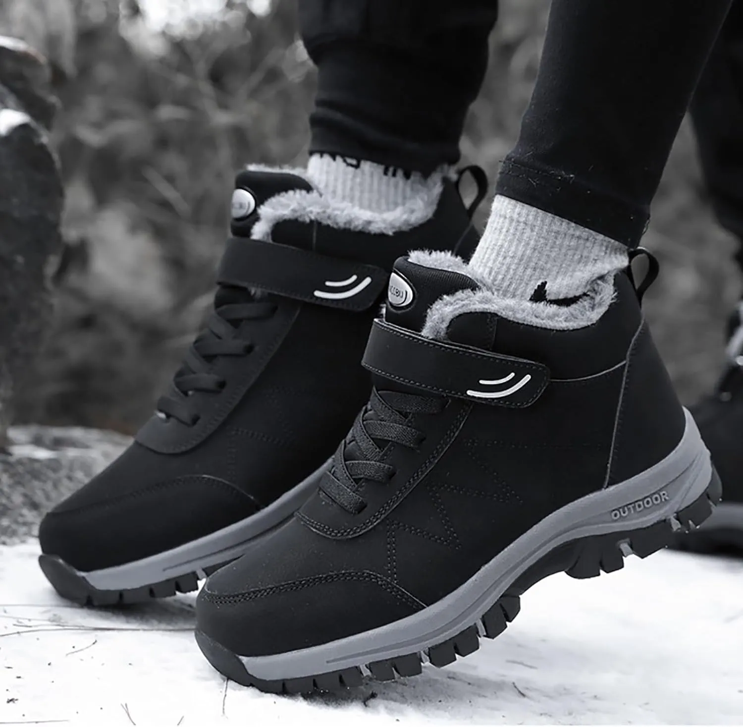 Men's Snow Boots Warm Furry Lined Footwear Waterproof Outdoor Lightweight Winter Boots Non-Slip Cold Weather Shoes Hiking Boot Trekking Boots