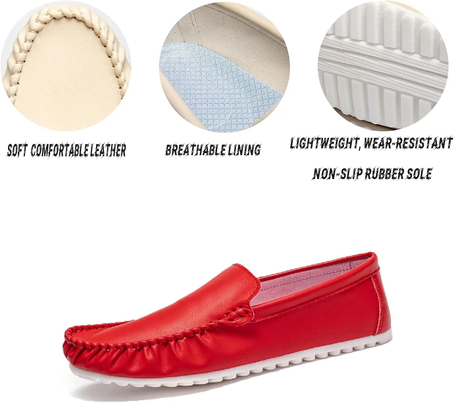 Mens Soft Leather Loafers Casual Fashion Light Breathable Slip On Penny Loafers Handmade Stitching Casual Driving Dress Boat Shoe