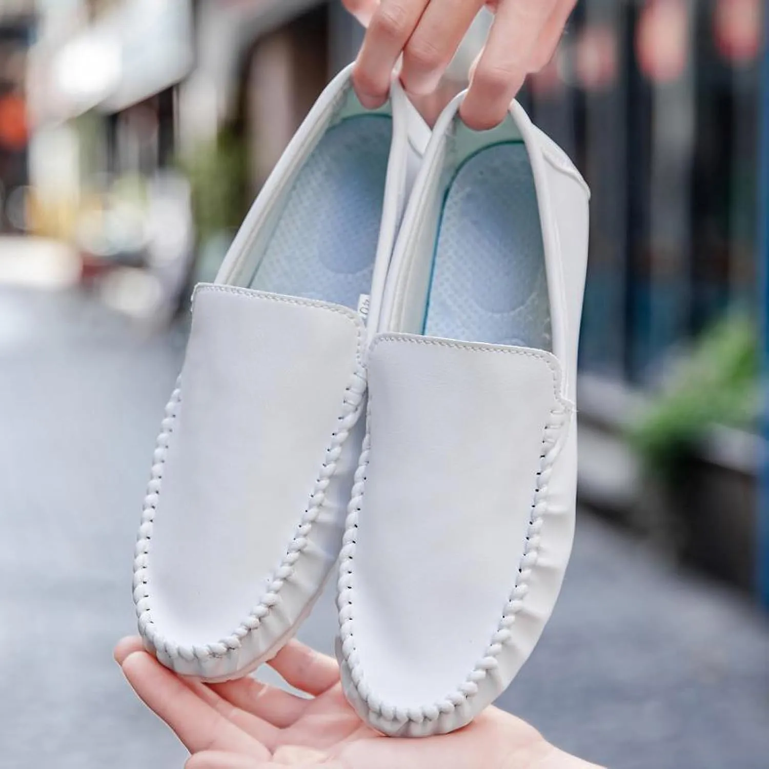 Mens Soft Leather Loafers Casual Fashion Light Breathable Slip On Penny Loafers Handmade Stitching Casual Driving Dress Boat Shoe