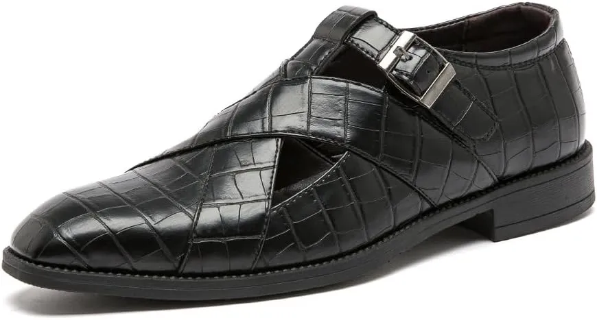 Men's Summer Business Casual Working Sandals Breathable Synthetic Leather Office Oxfords Shoes for Outdoor & Cocktail Party Dress Formal Shoes