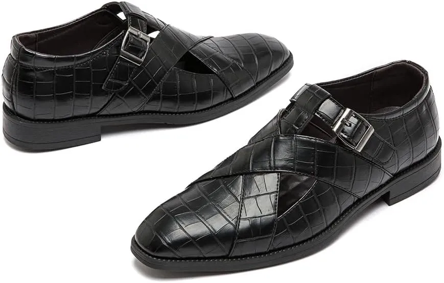 Men's Summer Business Casual Working Sandals Breathable Synthetic Leather Office Oxfords Shoes for Outdoor & Cocktail Party Dress Formal Shoes