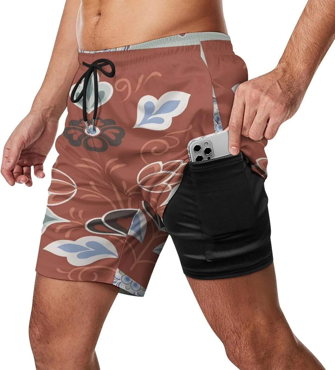 Mens Swim Trunks with Compression Liner Bathing Suits Beach Shorts Swim Shorts Men Swim Trunks