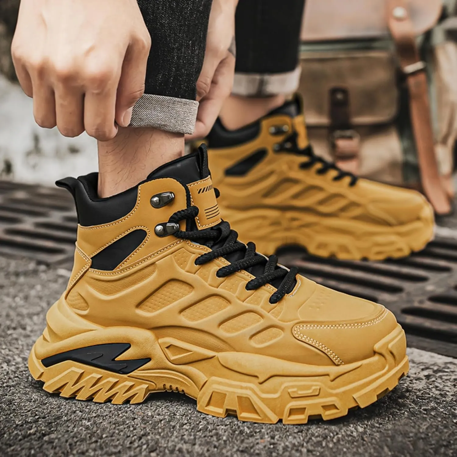 Men'S Waterproof Hiking Boots High Top - Non-Slip Durable Outdoor Sport Shoes With Shock Absorption For Camping/Travel Trail-Running & Comfort