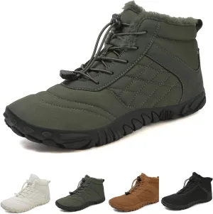 Men's Women's Winter Barefoot Hiking Boots, Slip On Warm Zero Drop Snow Boot, Wide Toe Box Ankle Booties, Minimalist Waterproof Shoes