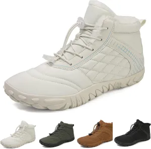 Men's Women's Winter Barefoot Hiking Boots, Slip On Warm Zero Drop Snow Boot, Wide Toe Box Ankle Booties, Minimalist Waterproof Shoes