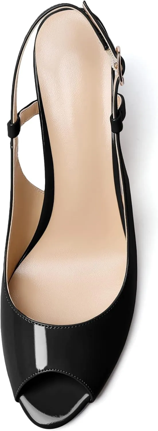 Mettesally Wedge Sandals for Women, Ankle Strap Slingback High Cork Heels Open Peep Toe Women Summer Office Dress Shoes