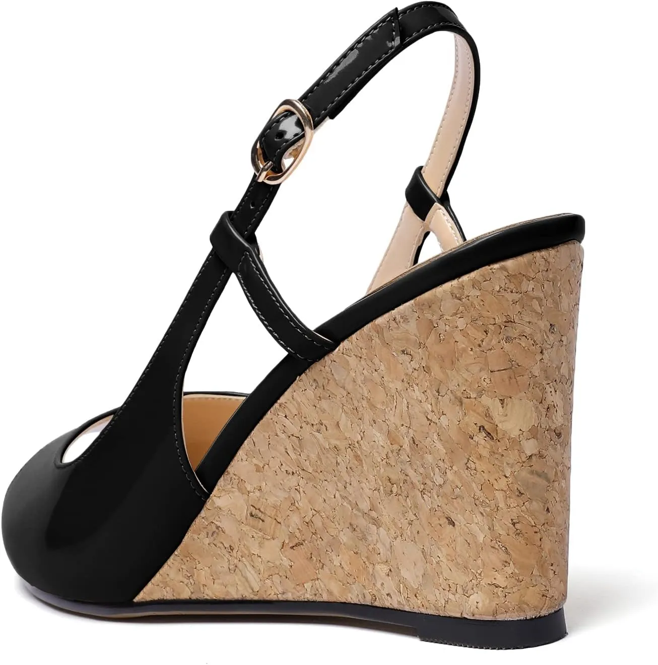 Mettesally Wedge Sandals for Women, Ankle Strap Slingback High Cork Heels Open Peep Toe Women Summer Office Dress Shoes