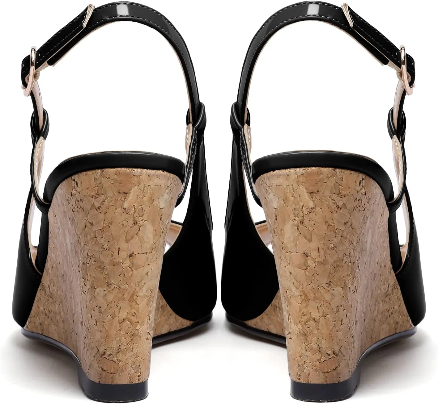 Mettesally Wedge Sandals for Women, Ankle Strap Slingback High Cork Heels Open Peep Toe Women Summer Office Dress Shoes