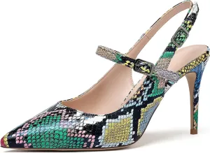 Mettesally Women's Slingback Pumps Stiletto High Heels Closed Pointed Toe Heel Ankle Strap Heeled Sandals Party Office Shoes 3 Inch