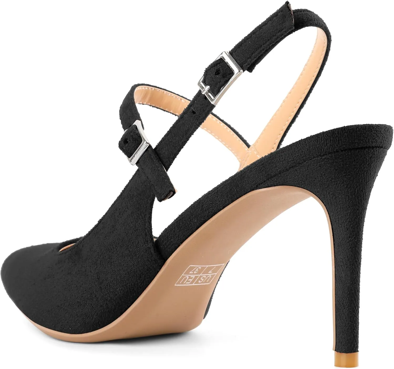 Mettesally Women's Slingback Pumps Stiletto High Heels Closed Pointed Toe Heel Ankle Strap Heeled Sandals Party Office Shoes 3 Inch